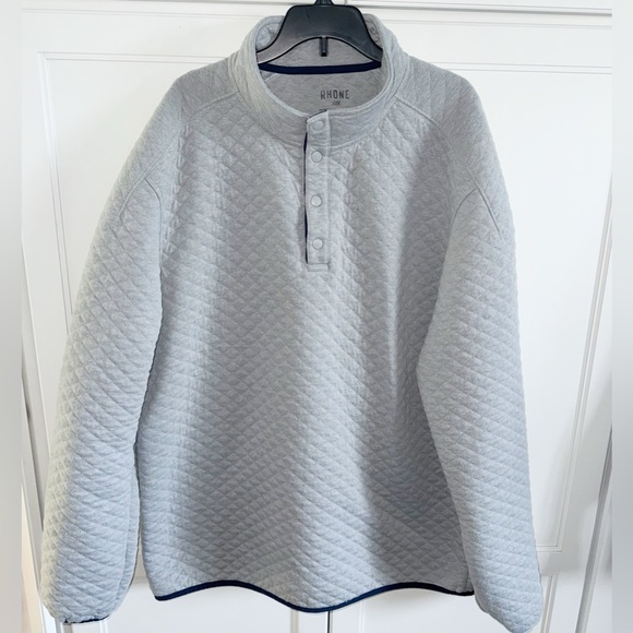 RHONE Gramercy Gray 1/4 Placket Pullover Sz 2XL Sweater Quilted Preppy Classic - Picture 2 of 16